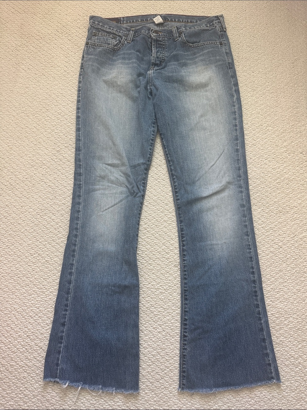 Vintage Abercrombie and Fitch Light Blue Flare Jeans with Raw Hem